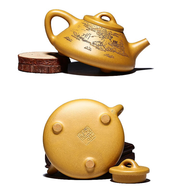 sumo eggs 宜兴紫砂壶全手工原矿段泥茶壶名家周洪星手作刻绘子冶石瓢