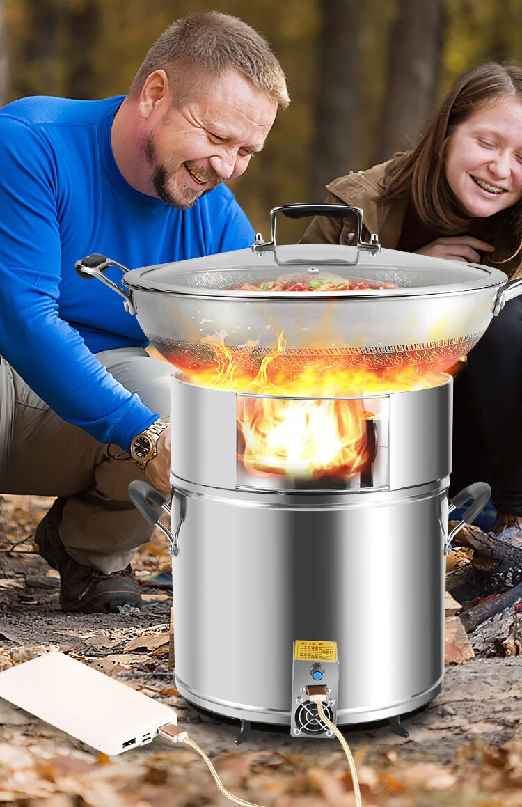 户外柴火灶 家用烧木柴农村野外便携无烟户外炉具野炊移动气化炉 柴火