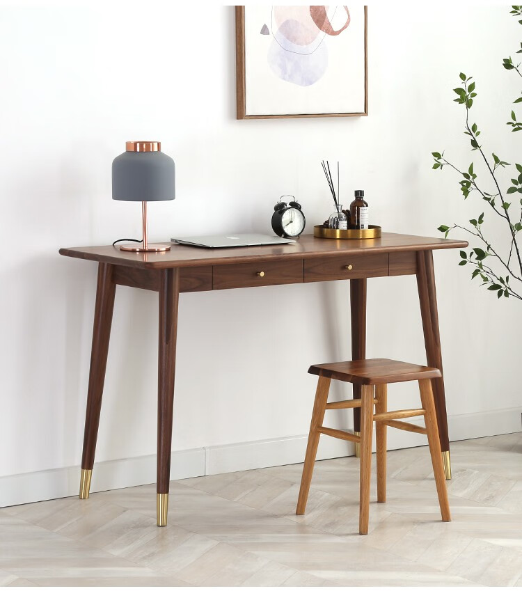 原木电脑桌书房实木写字台ins樱桃木白橡木写字桌白蜡木办公桌简约可
