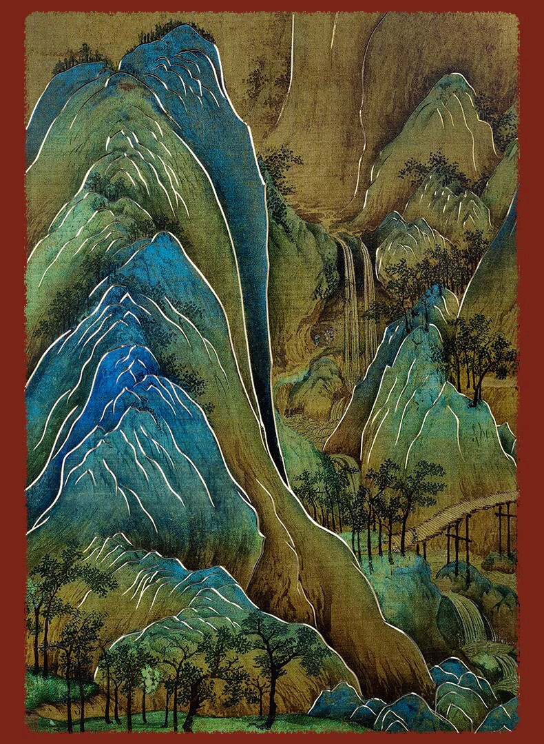 铜师傅手工錾刻铜雕画千里江山竖幅装饰画玄关画壁画千里江山竖幅a款