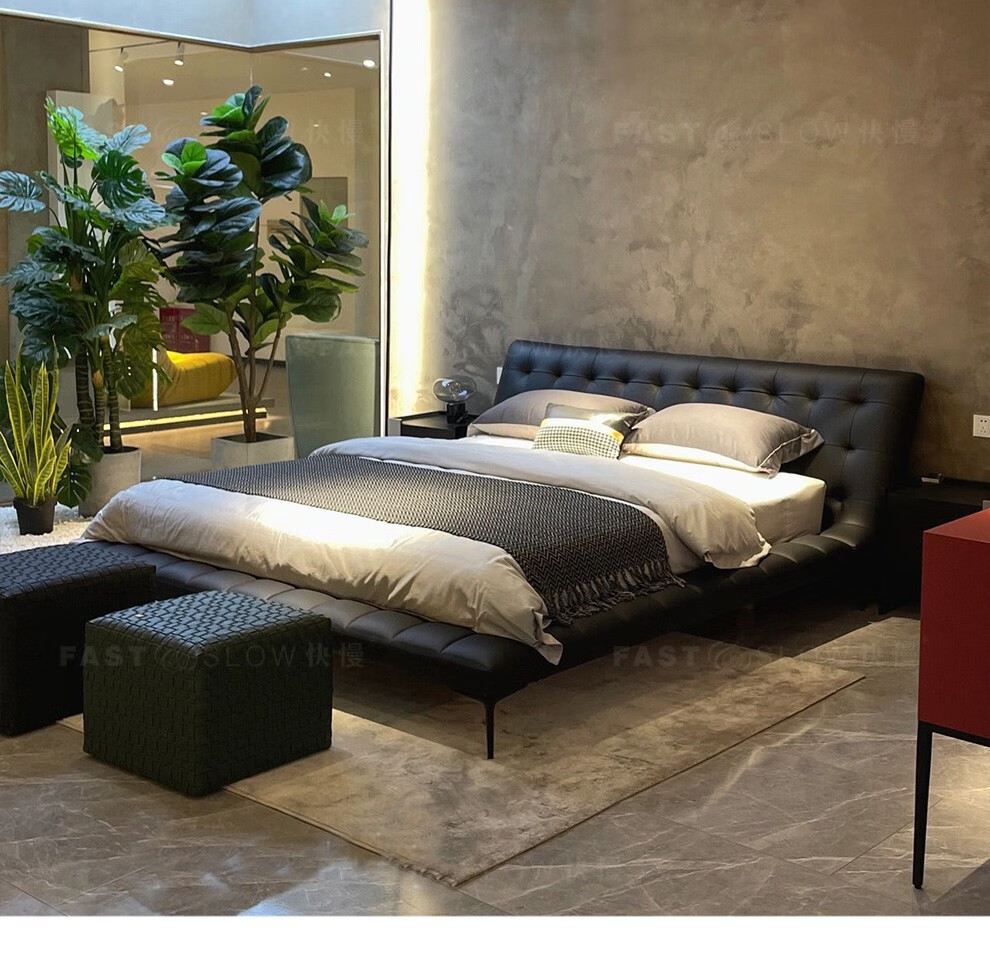 快慢 意大利poliform现代简约真皮床宝利丰大平层主卧悬浮床 poliform