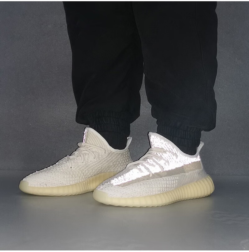 阿迪达斯adidas yeezy 350 v2 米白 氧化天使 男女同款椰子350 跑步鞋