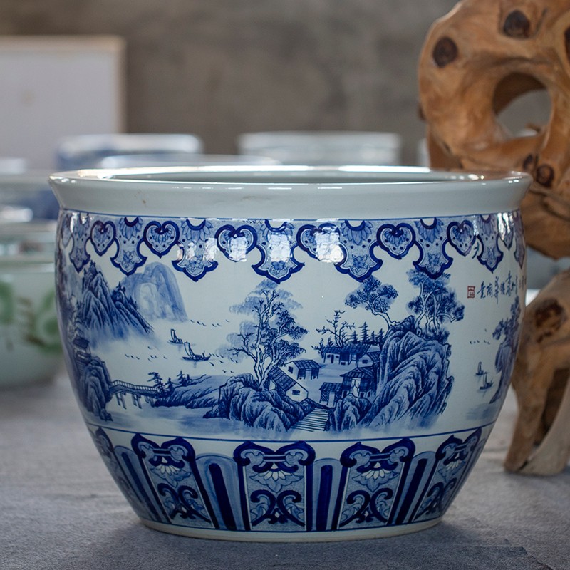 瓷小奴(cixiaonu)景德镇陶瓷睡莲荷花鱼缸庭院户外摆件大缸水缸养鱼