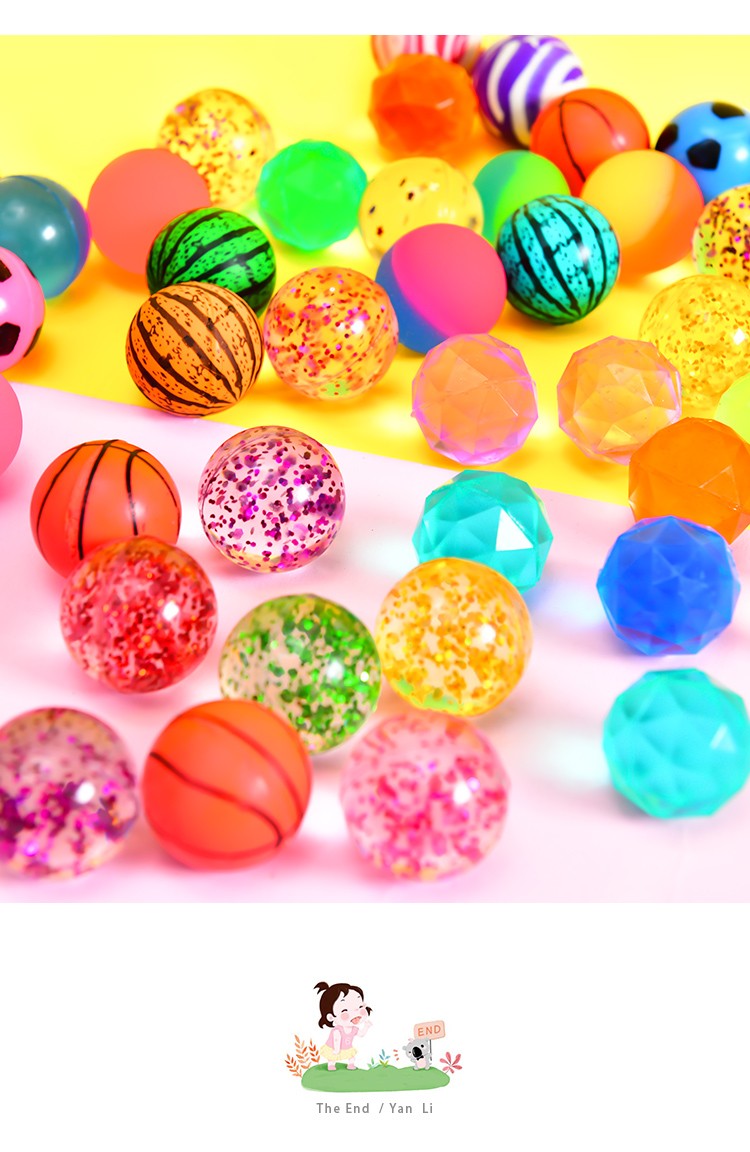 不舍天真蹦蹦球钻石西瓜小球弹弹球跳跳球橡胶实心弹力球一元扭蛋机
