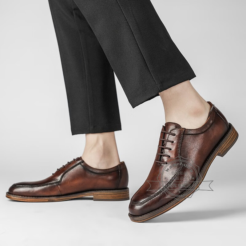 walker shop奥卡索男鞋品牌正装鞋男士商务牛皮鞋男式系带德比鞋英伦