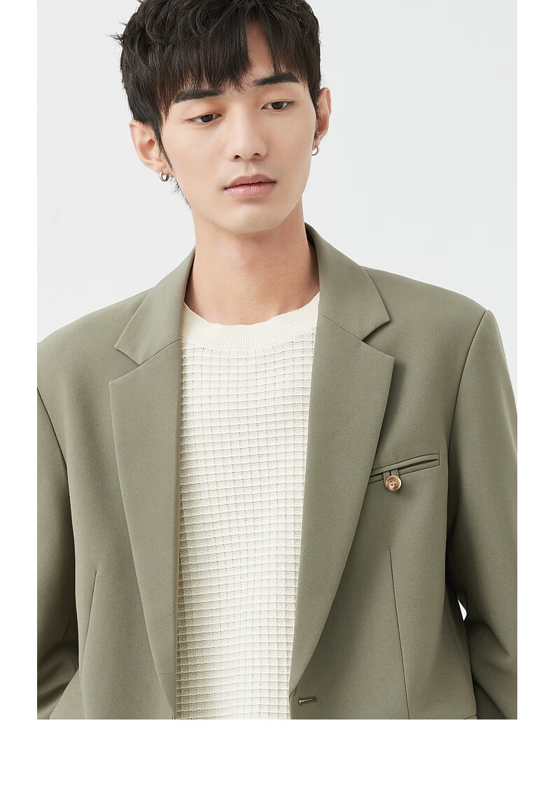 西服男高级感2022春季新款韩版雅痞休闲西装外套男士帅气单西雾灰175l