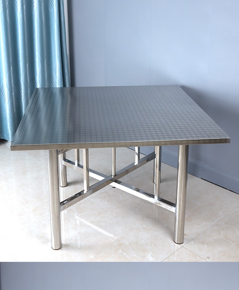 八仙桌子可折叠收纳方桌304不锈钢正方形桌面小户型现代简约餐桌 304