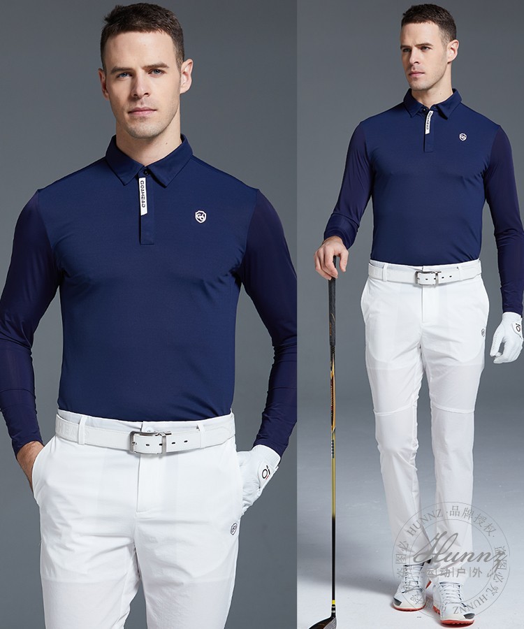 hunnz品牌高尔夫服装男装冰丝防晒衣长袖t恤2022春夏新款golf男运动