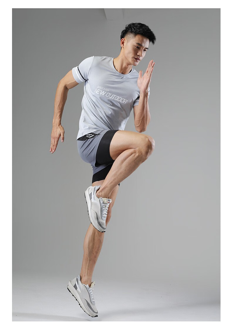 绽晴 马拉松跑步短裤 男女健身速干三分裤紧身双层防走光泳裤田径裤男