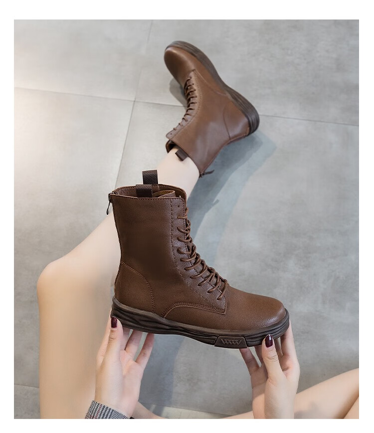 【澳洲进口】ausheep ugg马丁靴女款2022年新品真皮系带英伦帅气女靴