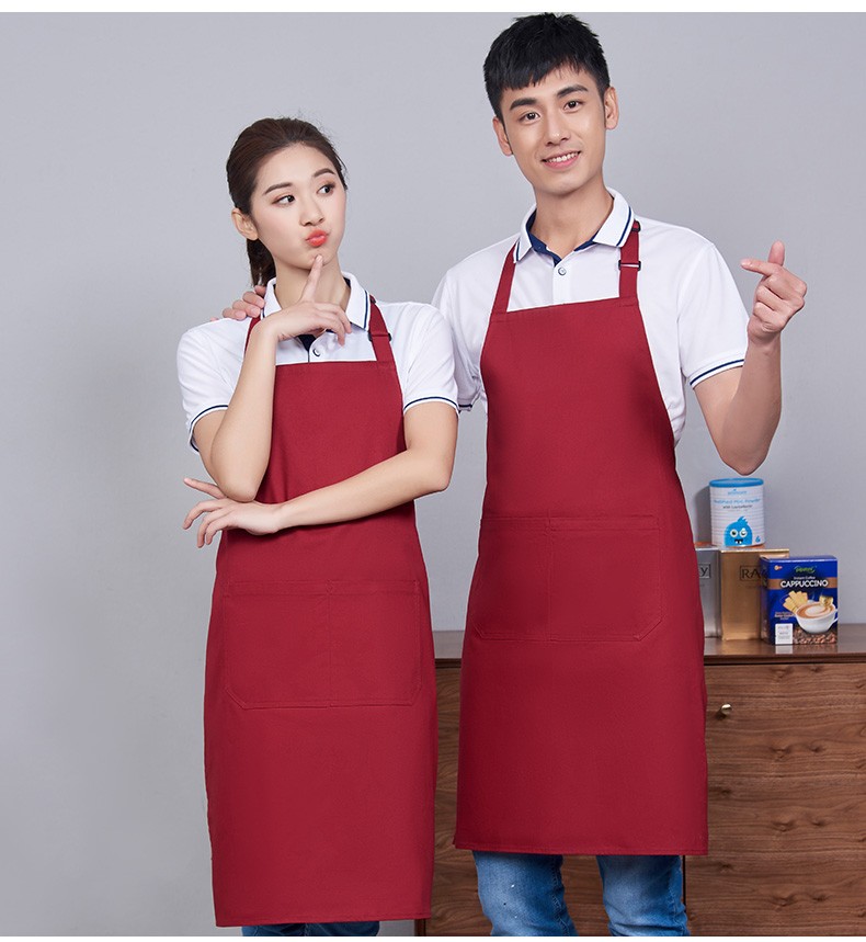 母婴店防水围裙定制logo商场超市促销员儿童主题乐园员工纯棉围裙橘色