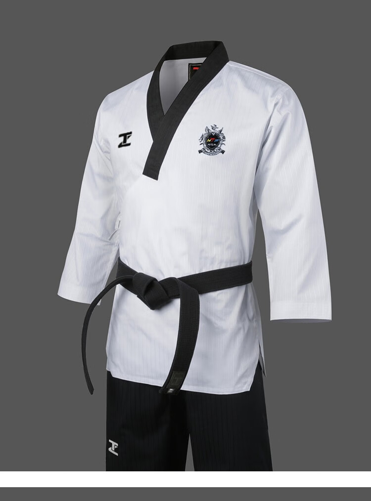 跆拳道服成人儿童品势服长袖男女专业教练服训练服竞技比赛服蓝色配