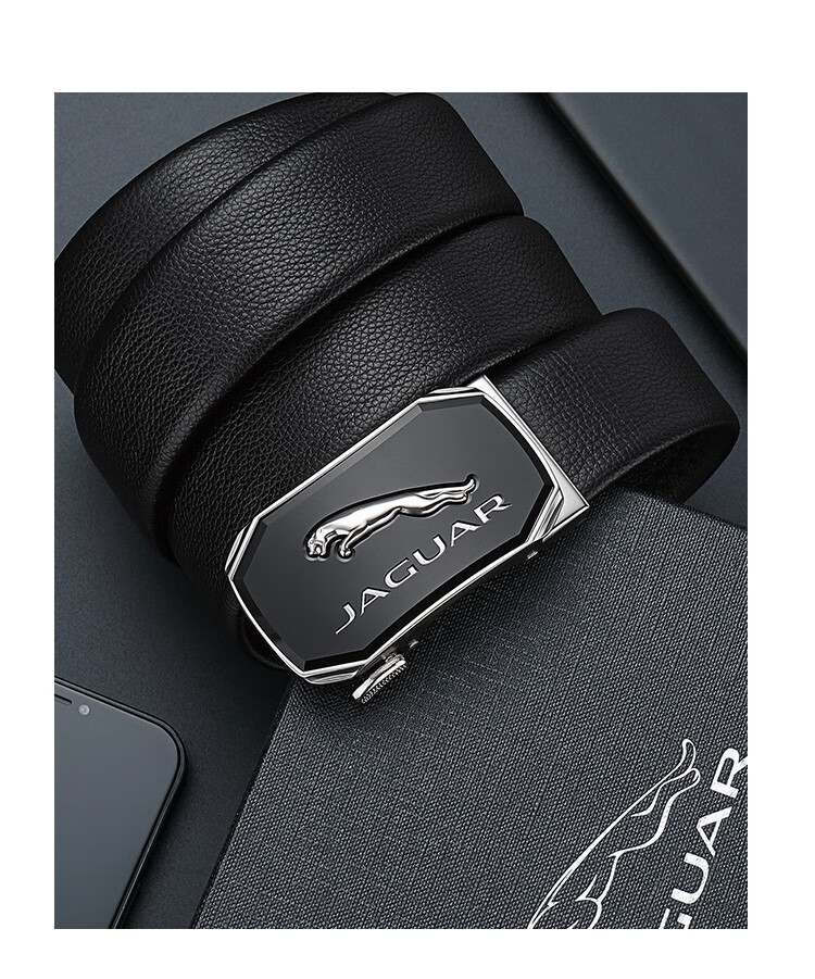捷豹jaguar皮带新款礼盒装商务休闲裤带头层牛皮自动扣真皮腰带男朋友