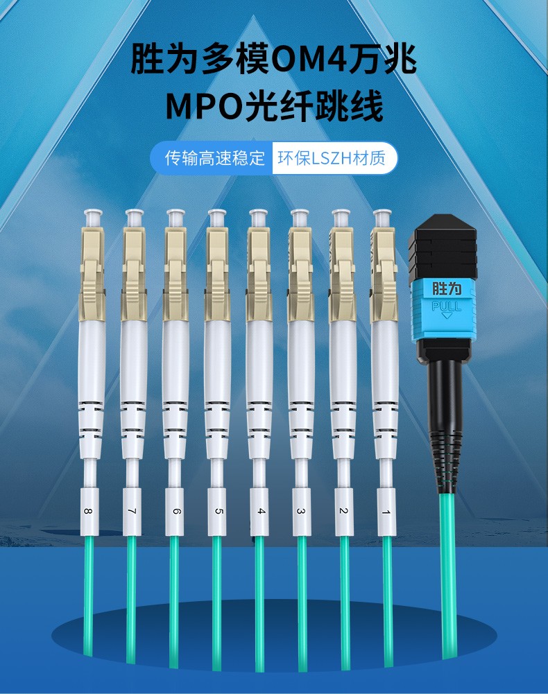 胜为shengwei光纤跳线mpo母头lc8芯12芯网线多模om4万兆40g光模块集束