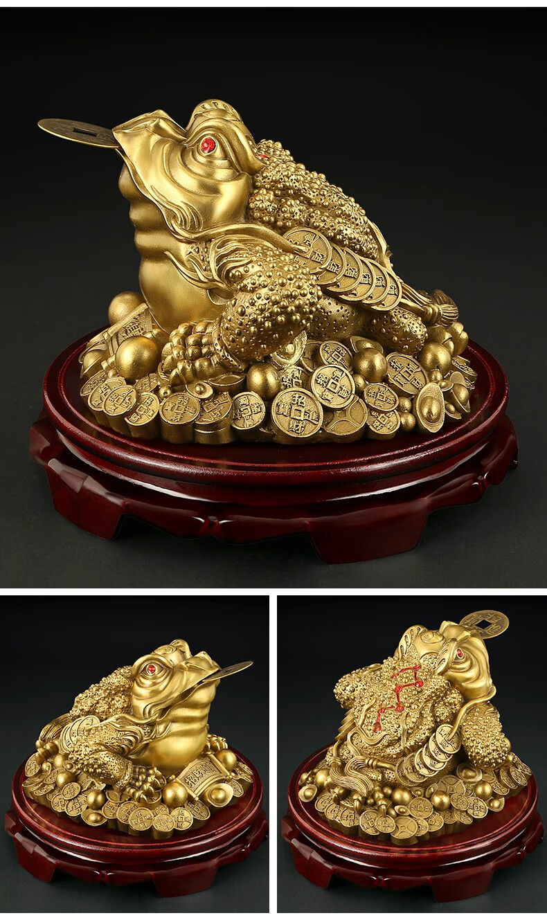 久拙汇 纯铜金蟾摆件 三足金蟾蜍三脚蛤蟆店铺办公室开张送礼家居装饰