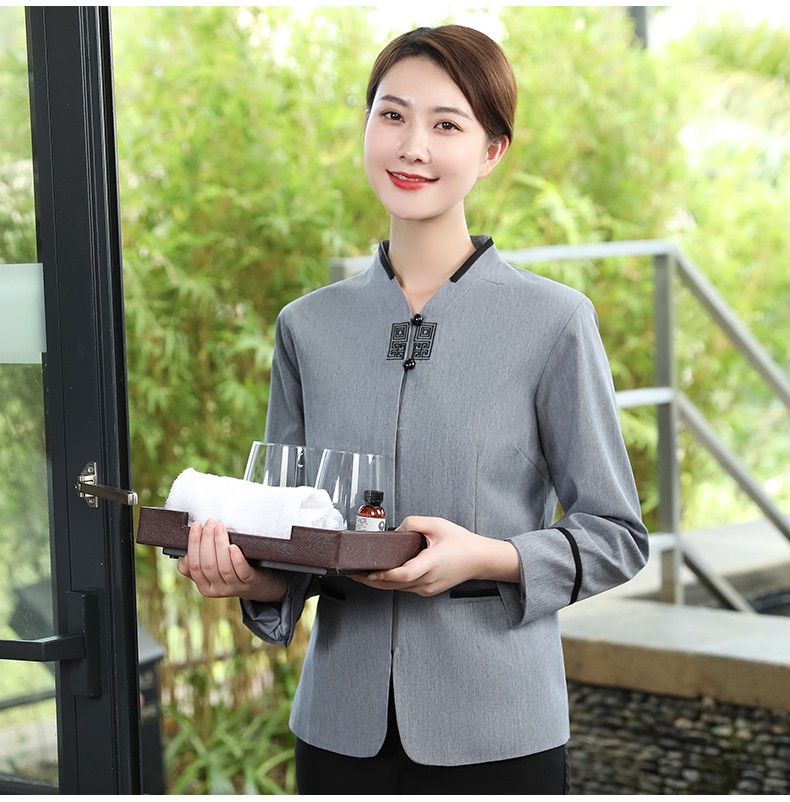 保洁服长袖春秋套装酒店客房医院ktv保洁员阿姨物业保洁工作服女士米
