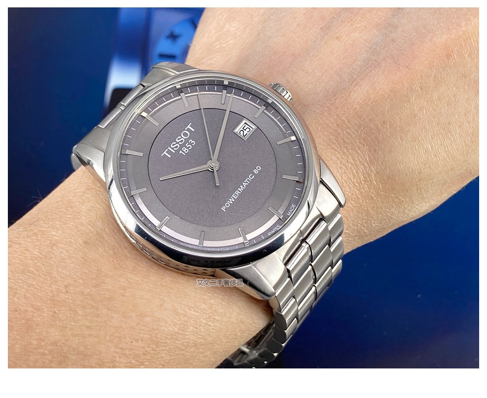 【二手95新】天梭豪致系列 男士机械腕表新款80机芯条丁刻度煤灰色盘