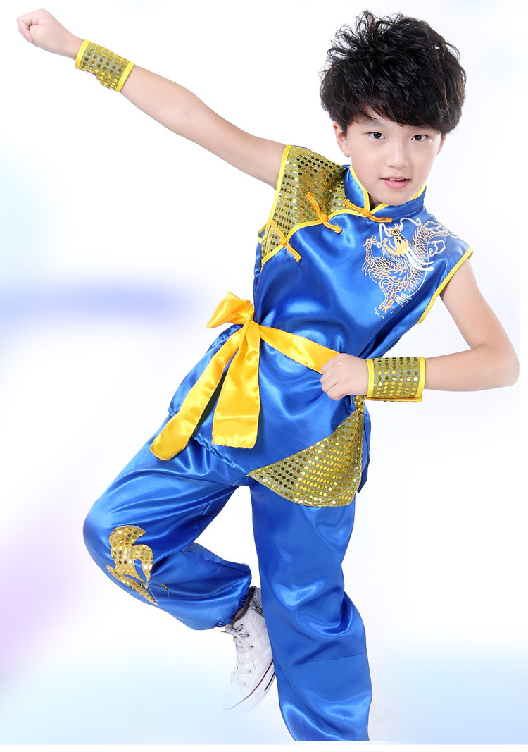 儿童武术表演服幼儿园功夫服中国风舞龙舞狮打鼓服装六一节演出服