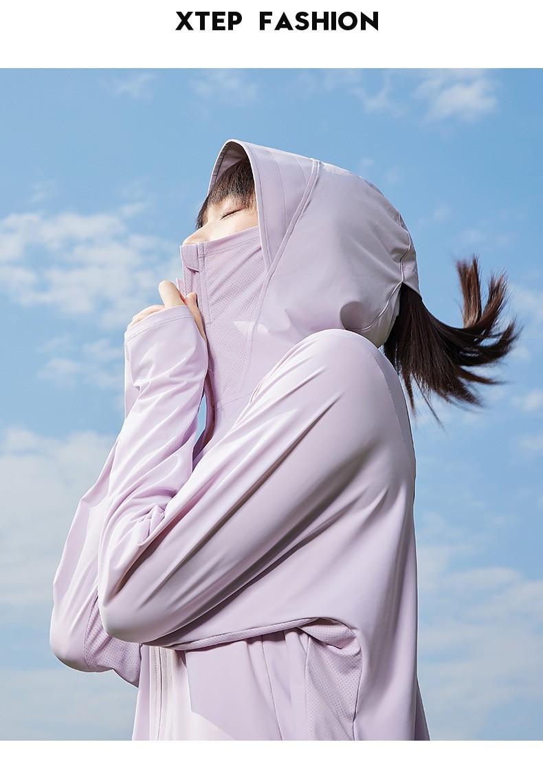 特步防晒衣披肩女夏季冰丝防晒衫透气超薄款皮肤衣防晒服878228140555