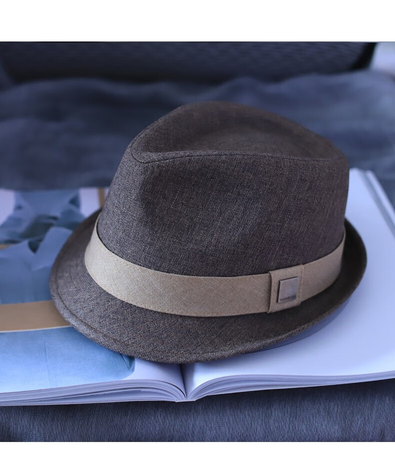 町嫚品牌高档男士优雅礼帽英伦绅士帽秋冬季保暖中老年爵士帽 卡其色