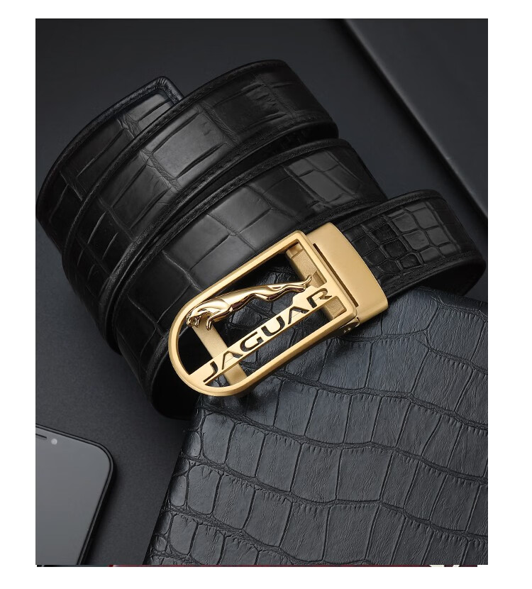 jaguar捷豹鳄鱼皮腰带稀有皮真皮自动扣底面牛皮商务轻奢侈品皮带男