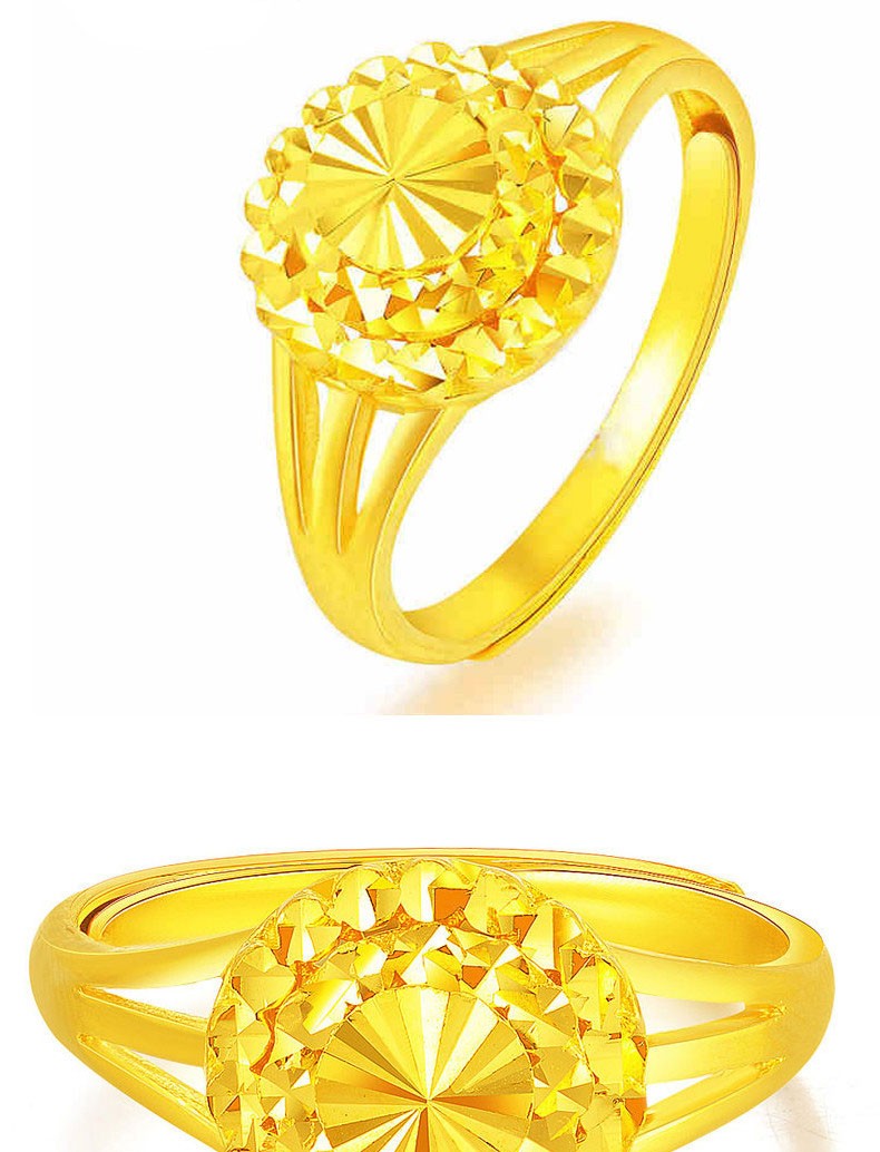 喜金珠宝黄金戒指女足金999闪亮圆形仿钻戒指足金婚戒活口戒指668克