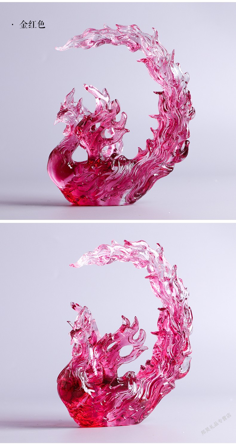 曼森雅诺琉璃浴火凤凰摆件招财朋友乔迁闺蜜结婚高端礼物婚庆送礼书房