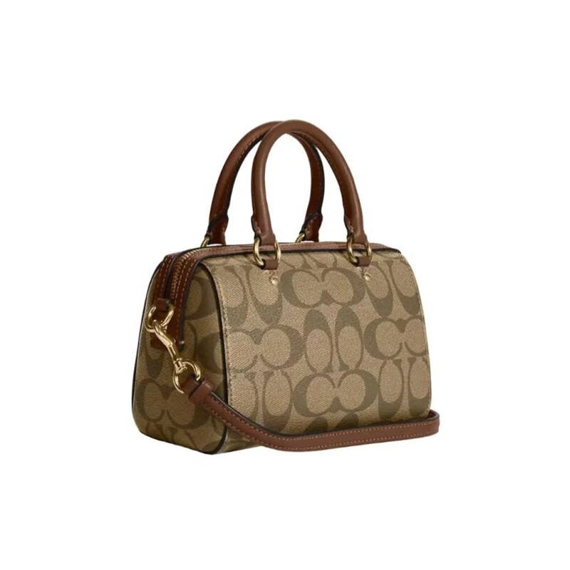 蔻驰(coach) 蔻驰 coach 奢侈品女士小号波士顿桶包单肩手提包卡其色