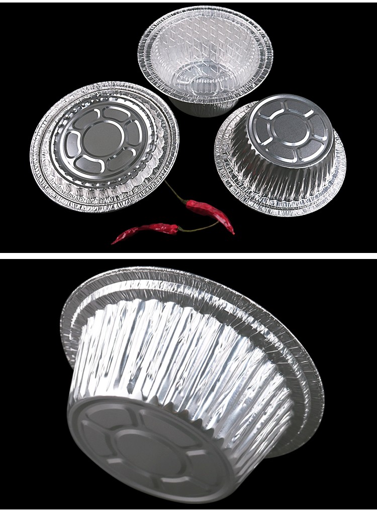 一次性锡纸盒花甲粉锡纸碗煲仔饭铝箔碗外卖烧烤加厚圆形带盖商用