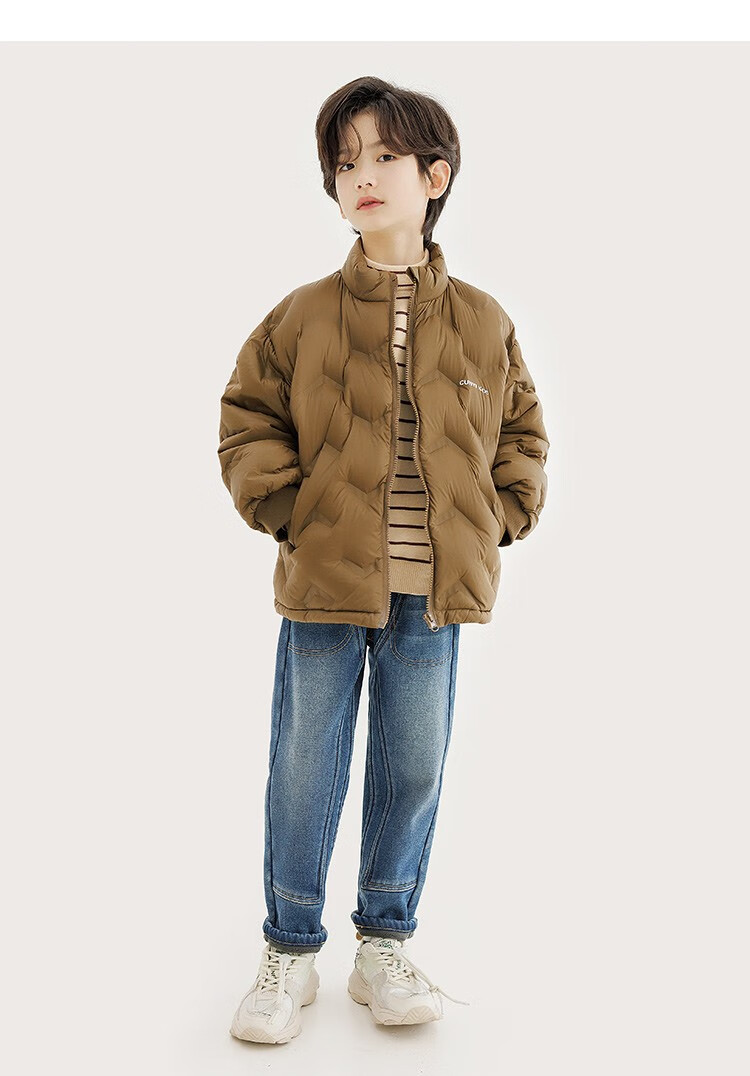 纯一良品cunyi童装儿童羽绒服男童保暖上衣2023秋冬装新款中大童立领