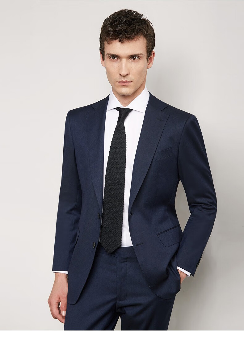 galanet西装套装意式修身西服套装平驳领商务职业正装结婚礼服外套男