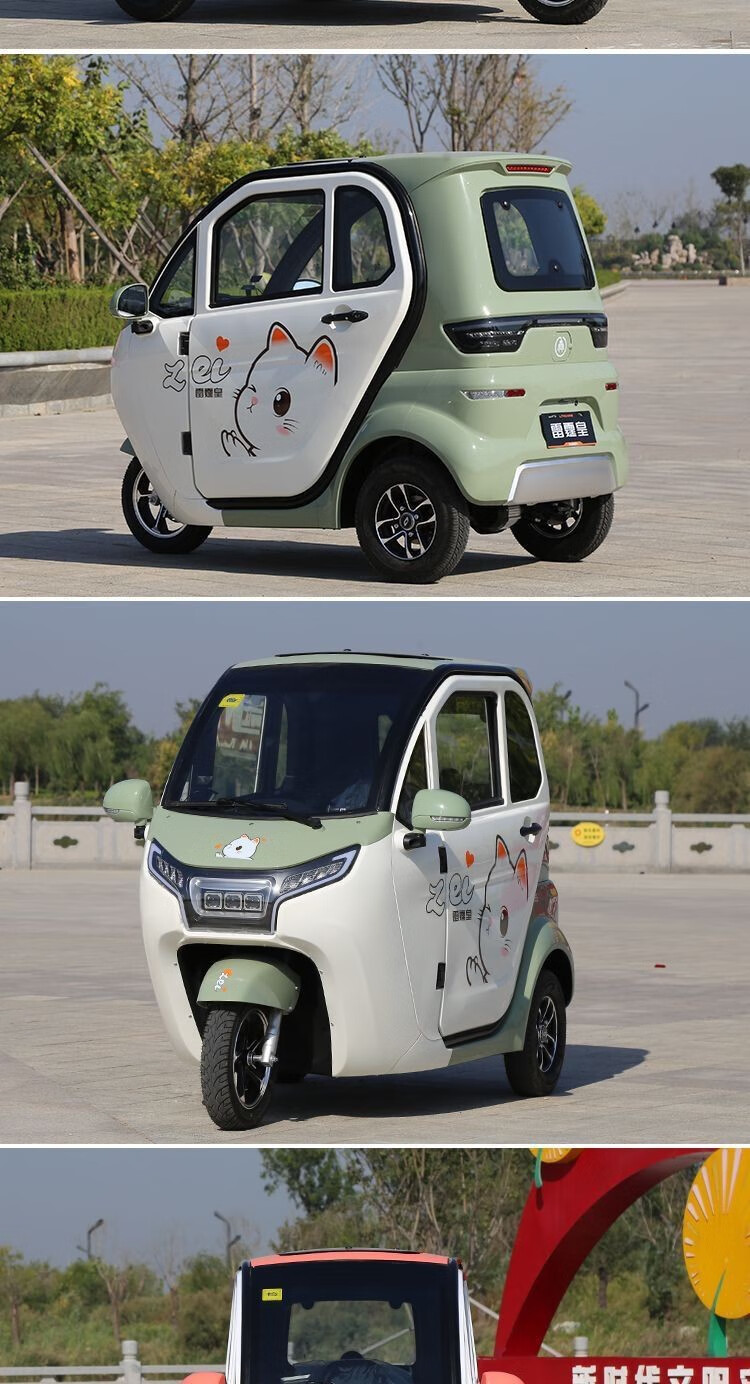 雷霆皇新款q6高配电动三轮车全封闭式车家用代步车国标可上牌 60伏60