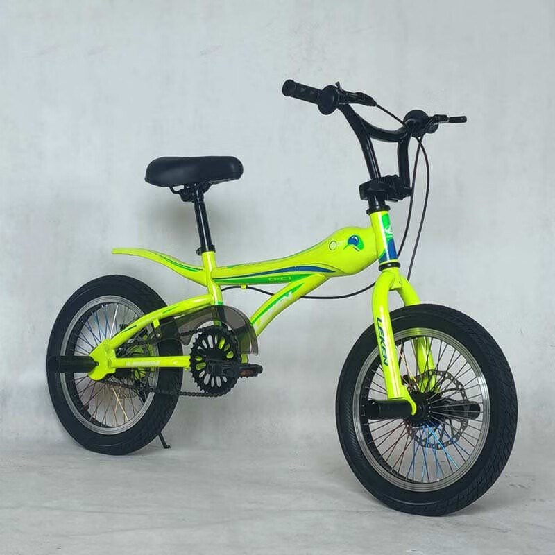 16寸双碟刹小轮车表演车bmx技巧车花式特技车bmx小轮车 明黄色【图片