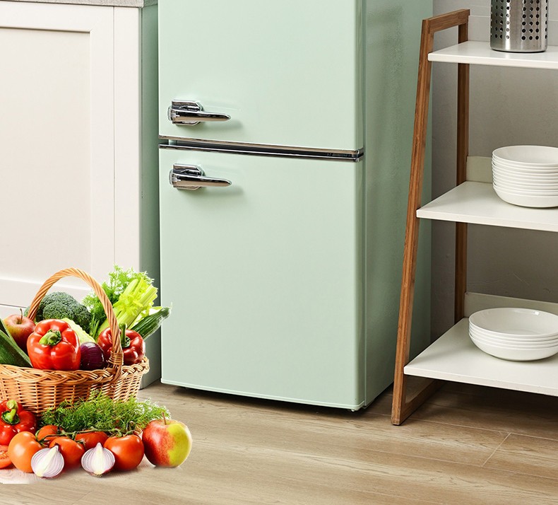 韩国现代(hyundai)150l复古双开门小冰箱家用迷你彩色欧式网红时尚电