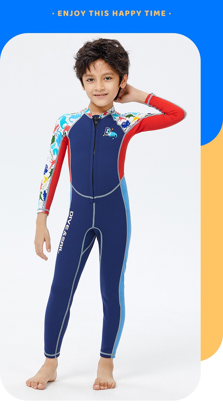 dive26sail新款2mm泳衣男儿童潜水服男童连体冬季保暖泳装防晒水母衣