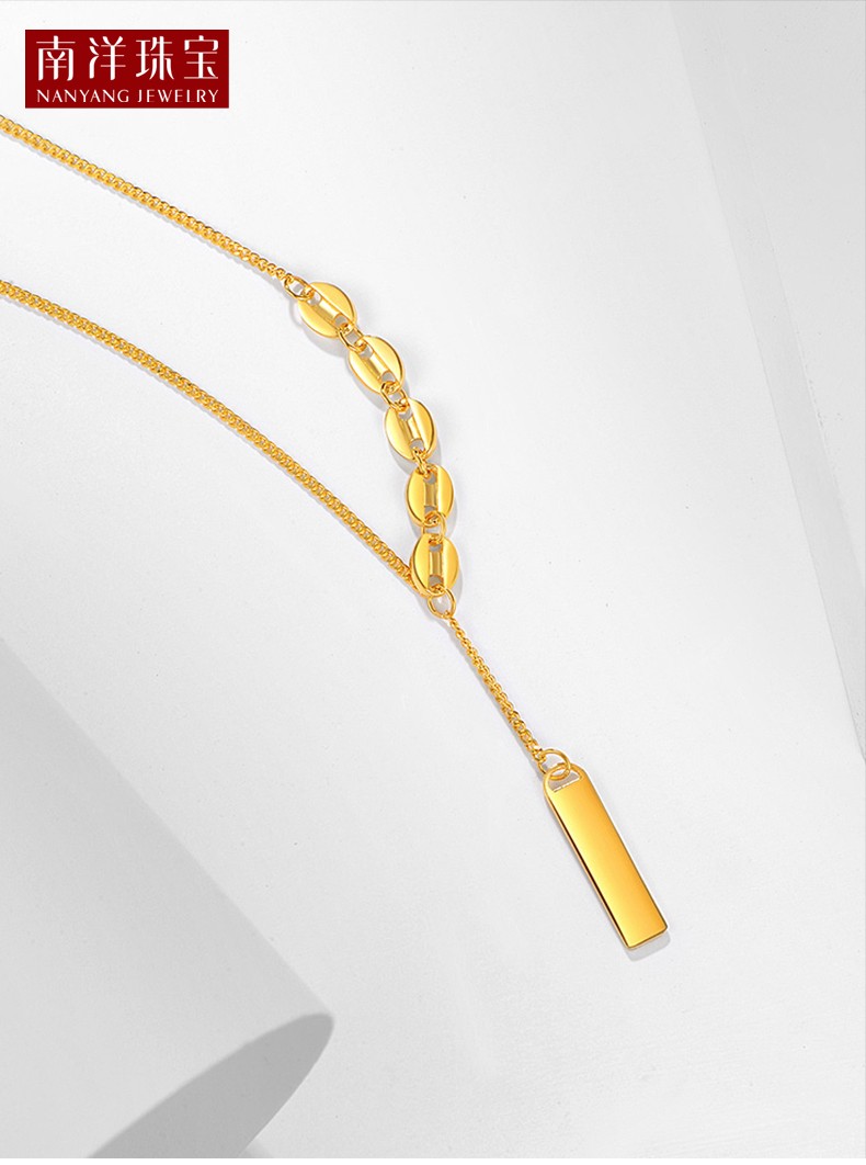 老凤凰珠宝黄金项链女黄金小金条项链 6.