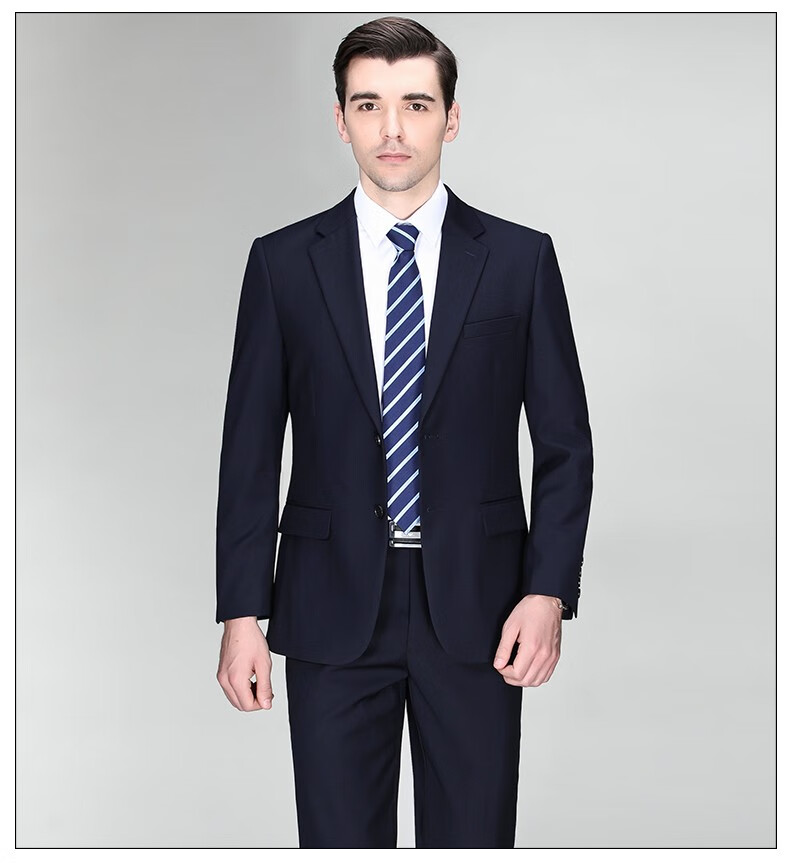 轻奢贵族 朝戈尔羊毛轻奢商务中年男士西服套装领导干部会议会晤宽松a