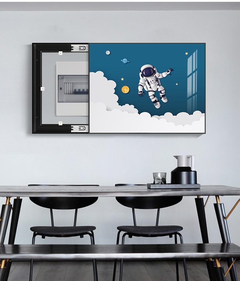 感画电表箱装饰画免打孔配电箱遮挡挂画宇航员弱电箱总开关电闸箱壁画