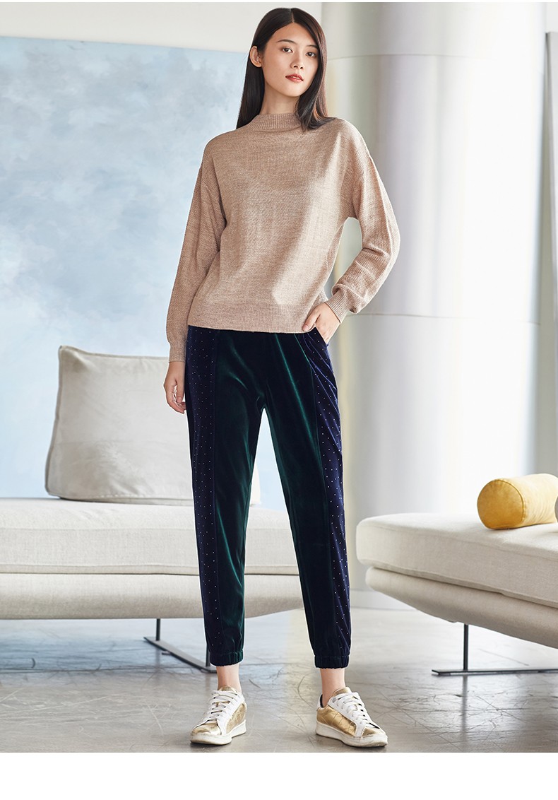 百斯盾bestn2021秋季女下装长裤休闲裤慢跑裤针织休闲裤9分常规中腰