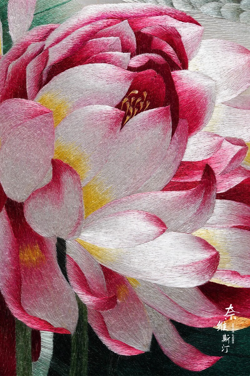 奈维斯汀(navstin) 高档刺绣装饰画餐厅苏绣纯手工百年好合成品新中式