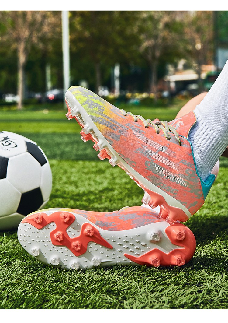专业低帮长钉足球鞋男内马尔草地学生儿童成人女童透气皮面训练ag鸳鸯