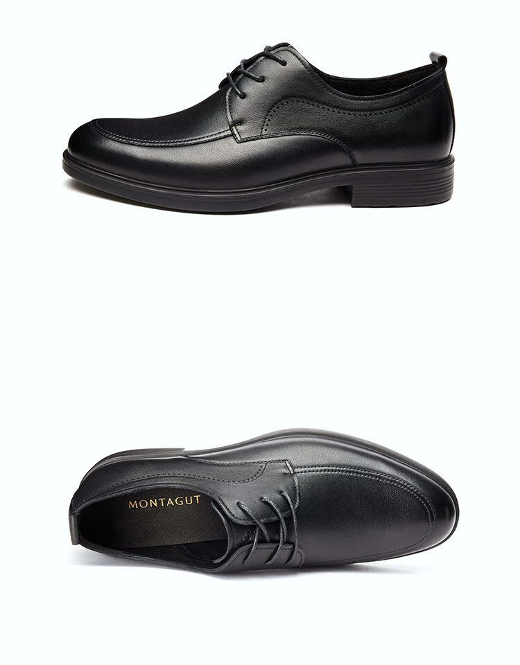 梦特娇男鞋春秋商务正装皮鞋英伦时尚系带透气男士休闲鞋韩版德比鞋