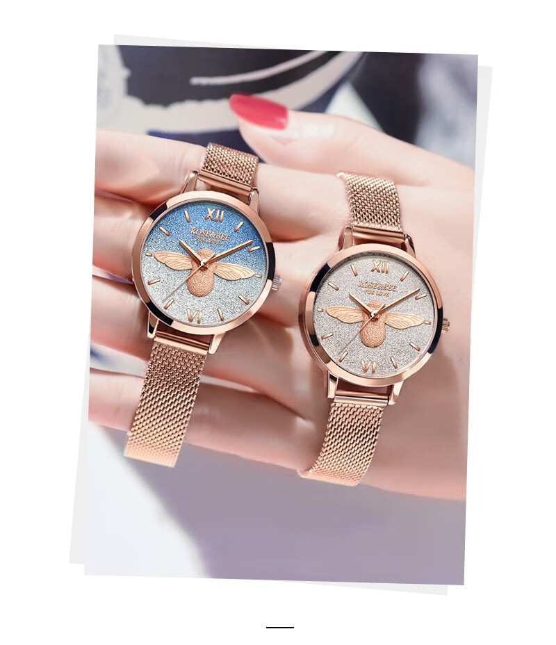 rose&bee 女士手表 时尚防水石英表 蓝面网带【图片 价格 品牌 报价】