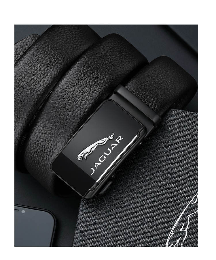 捷豹jaguar皮带男士头层牛皮商务真皮裤带自动扣腰带男朋友老公情人节