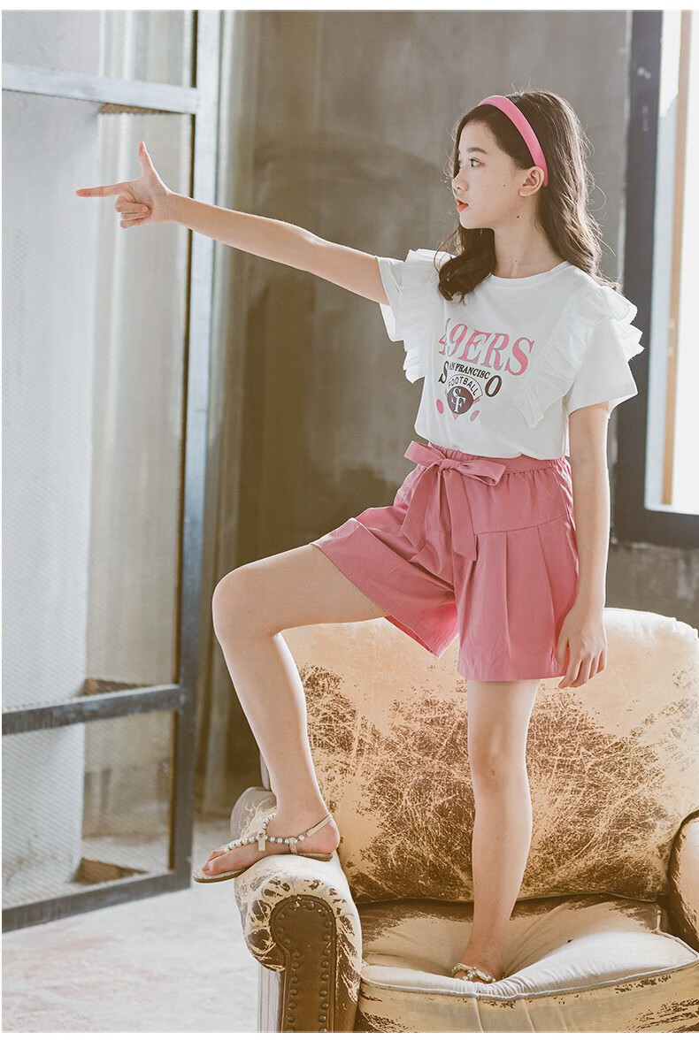 套装夏装2022新款412岁儿童网红衣服洋气夏季中大童女孩短袖阔腿裤