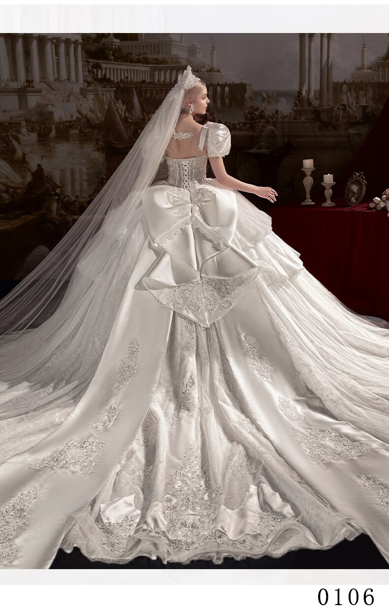 奢华宫廷风婚纱2022新款新娘复古主纱高级法式在逃公主轻礼服大拖尾