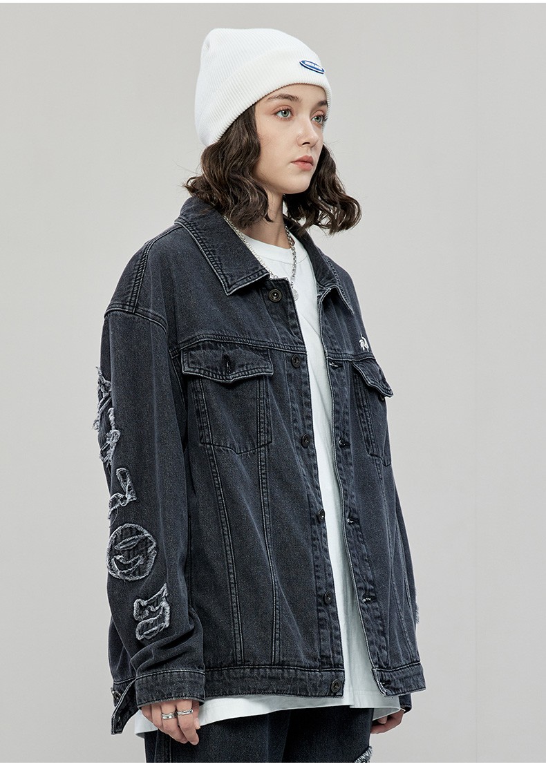 rooster champion法国公鸡冠军衣多穿运动潮牌牛仔外套男街头水洗猫须