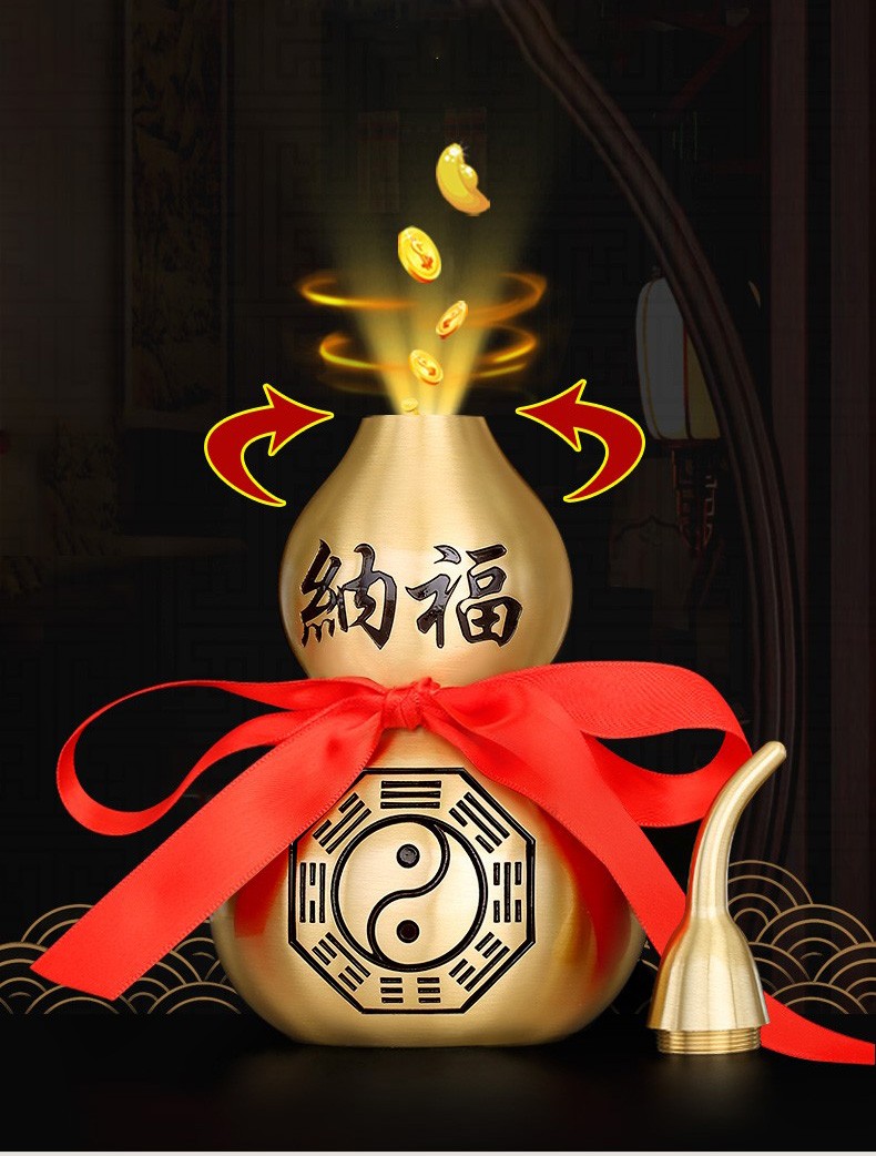山迪铜葫芦摆件纯铜八卦福禄平安挂件家居客厅玄关摆设开业乔迁礼品