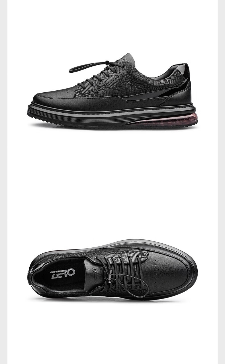 zero零度男鞋2022秋季新款时尚潮流户外运动鞋男气垫缓震舒适真皮增高