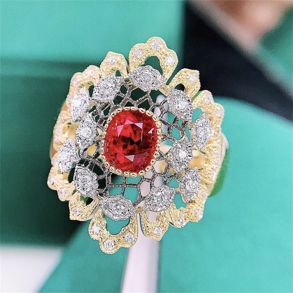 墨辰珠宝绝地武士尖晶石戒指彩色宝石18k金镶嵌裸石重量108ct晶体通透